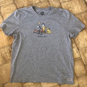 Men’s Life is Good Happy Hour T Shirt Large Grey